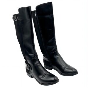 Liz Claiborne Dallas Black Knee High Tall Riding Boots Memory Foam Sz 9.5 Women